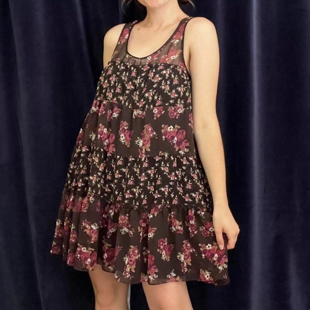 Kimchi blue brown tiered babydoll dress